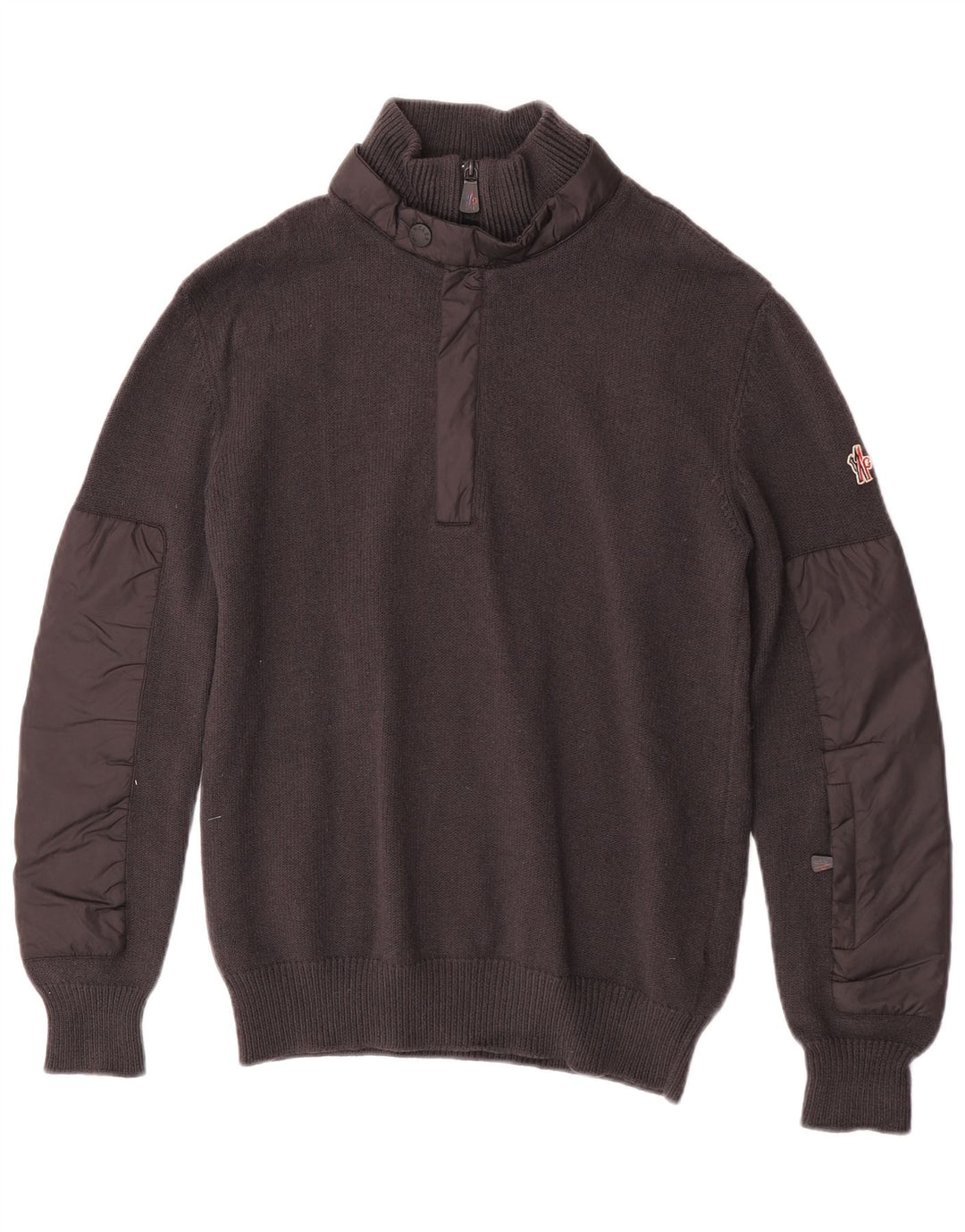 Ανδρικό πουλόβερ Moncler με φερμουάρ, μεγάλο γκρι μάλλινο