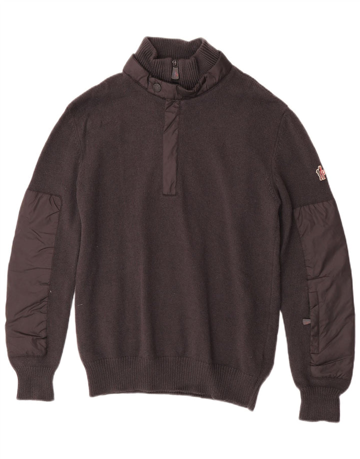 Ανδρικό πουλόβερ Moncler με φερμουάρ, μεγάλο γκρι μάλλινο