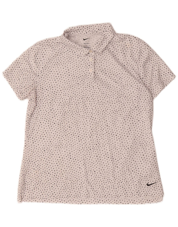 Γυναικείο μπλουζάκι πόλο Nike Dri Fit UK 16 Large White Spotted Polyester