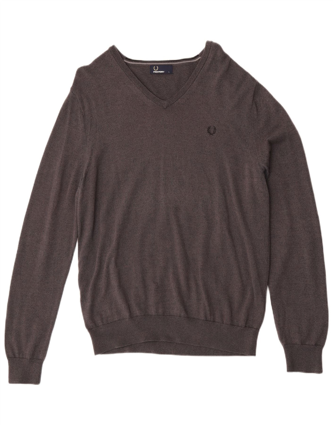 Fred Perry Ανδρικό πουλόβερ με λαιμόκοψη με λαιμόκοψη σε μεγάλο γκρι μαλλί μερινό