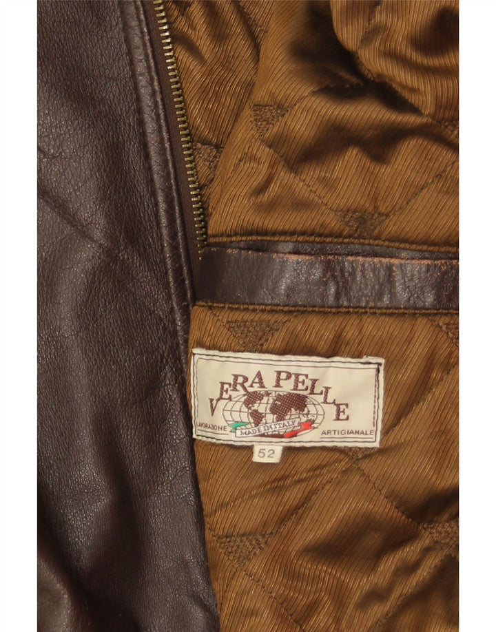 Vintage Ανδρικό Στρατιωτικό Δερμάτινο Μπουφάν IT 52 XL Καφέ Δερμάτινο