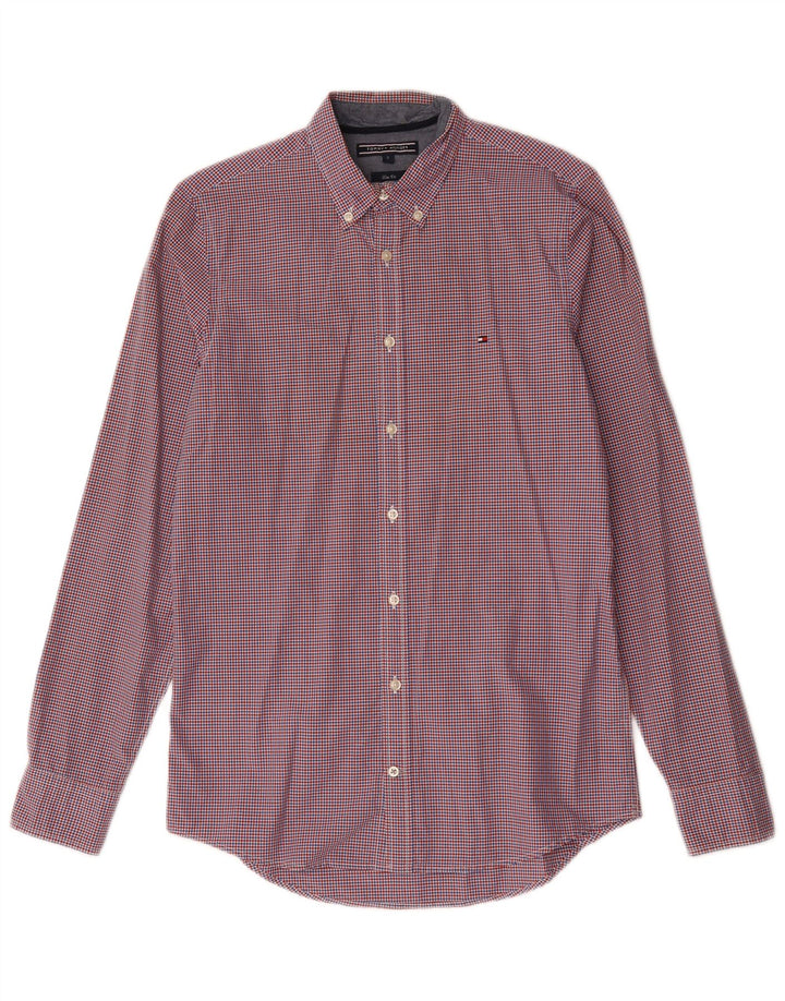 Ανδρικό πουκάμισο Tommy Hilfiger Slim Fit Μικρό κόκκινο βαμβακερό Gingham