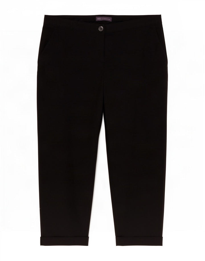 Marks & Spencer Γυναικείο κανονικό παντελόνι Capri UK 14 μεγάλο W34 L24 μαύρο