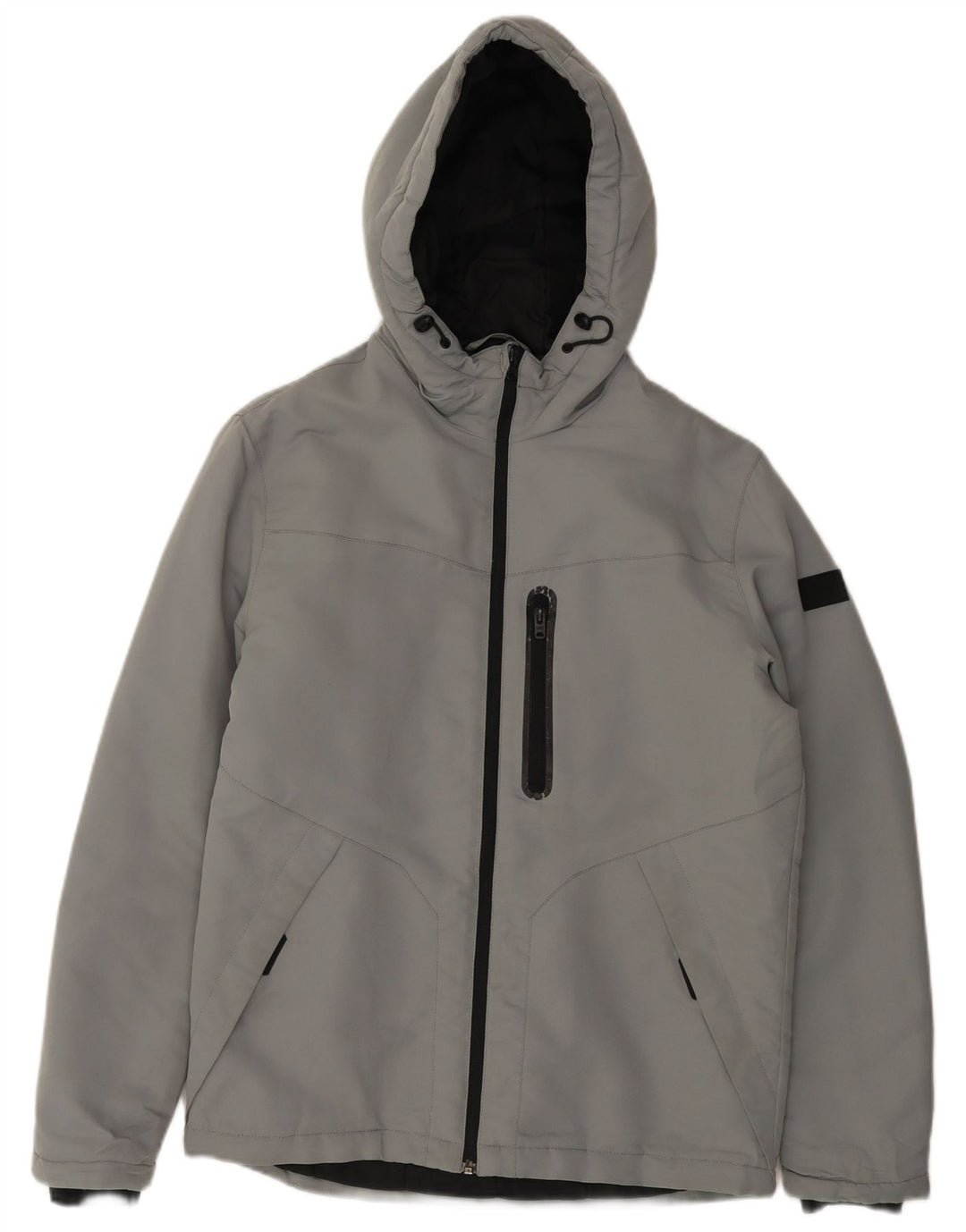 JACK & JONES Ανδρικό μπουφάν με κουκούλα αντιανεμικό UK 38 Medium Grey Polyester