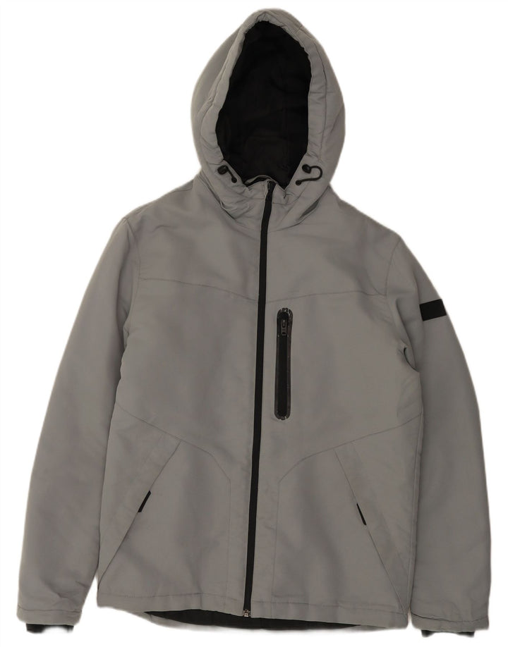 JACK & JONES Ανδρικό μπουφάν με κουκούλα αντιανεμικό UK 38 Medium Grey Polyester