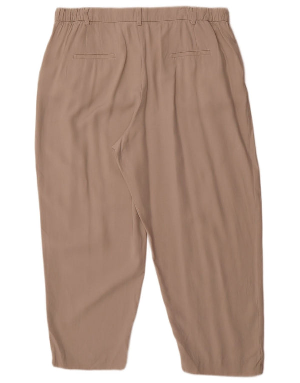 Zara Womens High Waist Pegged Cropped Trousers XL W32 L24 Beige