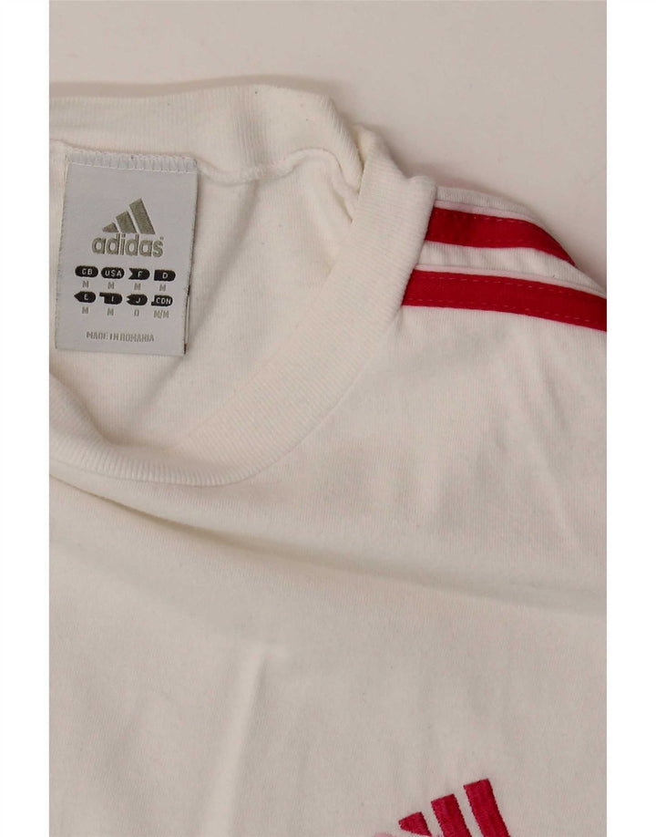 Adidas Γυναικείο T-Shirt Top UK 12 Μεσαίο λευκό βαμβακερό