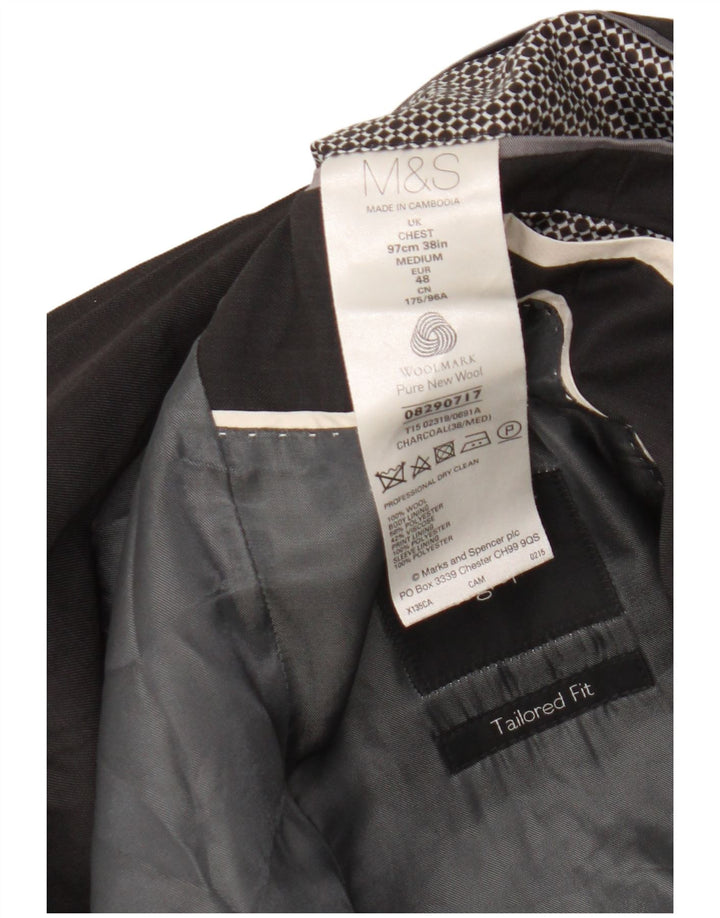 Marks & Spencer Ανδρικό σακάκι 2 κουμπιών UK 38 Medium Grey New Wool