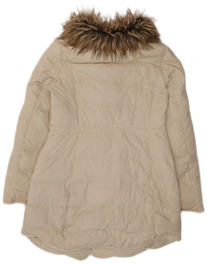 Zara Γυναικείο παλτό UK 14 Large Off White Πολυεστέρας