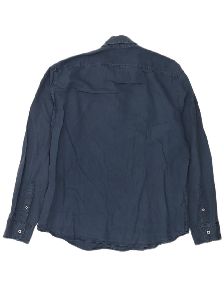 Ανδρικό πουκάμισο Timberland Slim Fit Large Navy Blue λινό