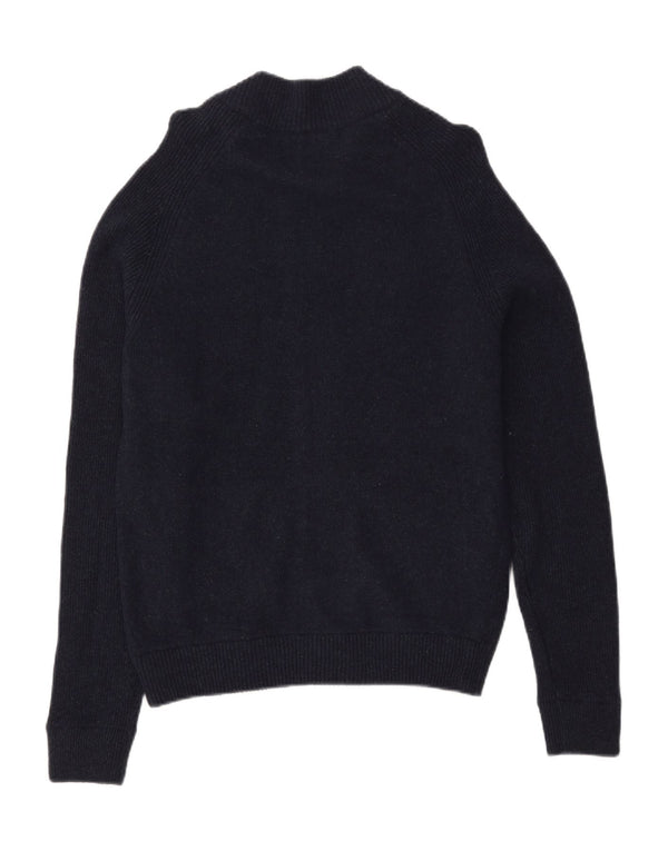 Ανδρικό πουλόβερ ζακέτα Marks & Spencer Medium Navy Blue Lambswool