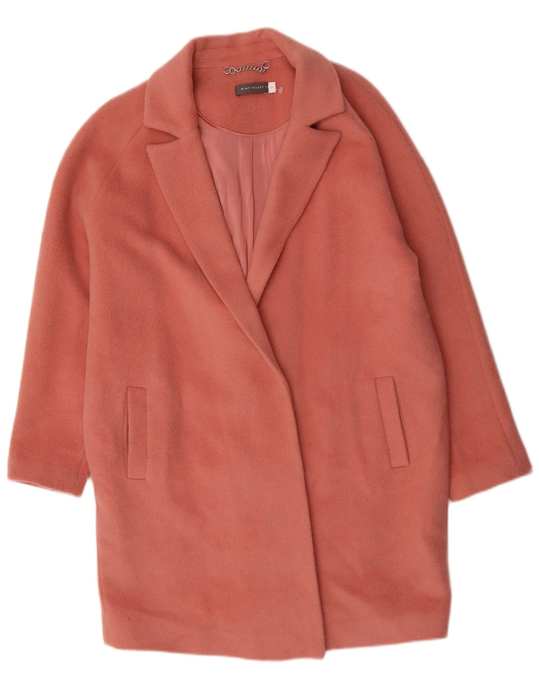 MINT VELVET Γυναικείο ανοιχτό πανωφόρι UK 14 μεγάλο ροζ μαλλί