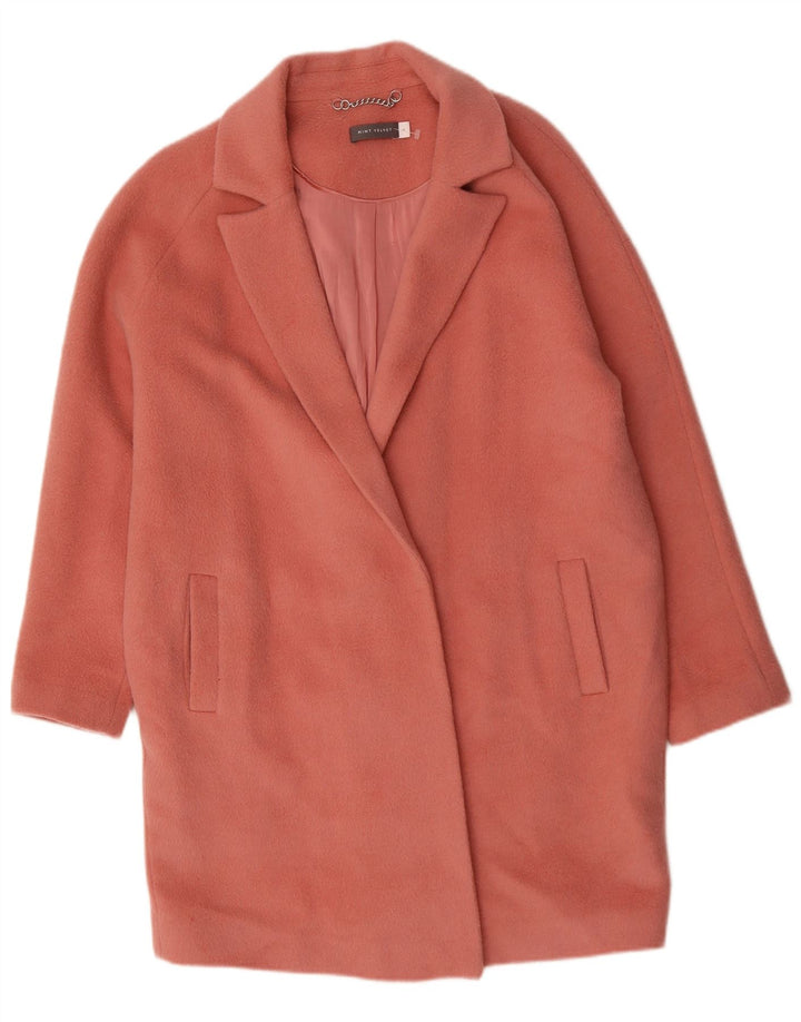 MINT VELVET Γυναικείο ανοιχτό πανωφόρι UK 14 μεγάλο ροζ μαλλί