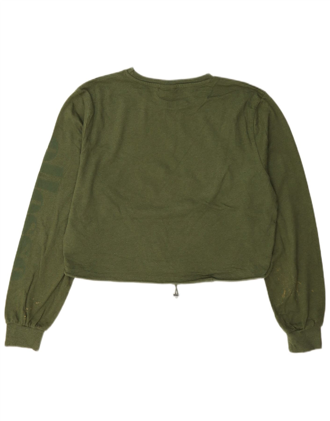 Ellesse Γυναικείο Crop Top Μακρυμάνικο UK 12 Μεσαίο Πράσινο Βαμβακερό