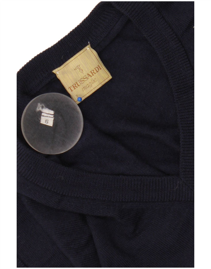 Trussardi ανδρικό γιλέκο Tank Top Large Navy Blue Μαλλί Merino