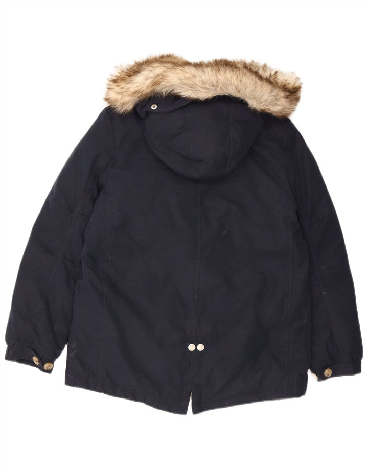 Massimo Dutti Girls Hooded Parka Jacket 11-12 Years Navy Blue