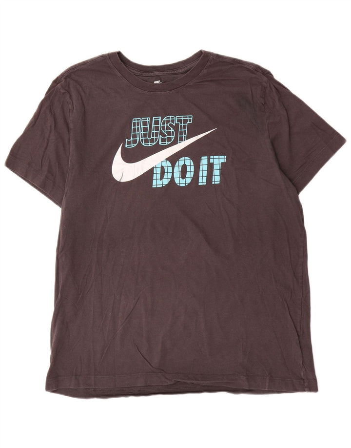 Ανδρικό γραφικό μπλουζάκι Nike, μεγάλο γκρι βαμβακερό