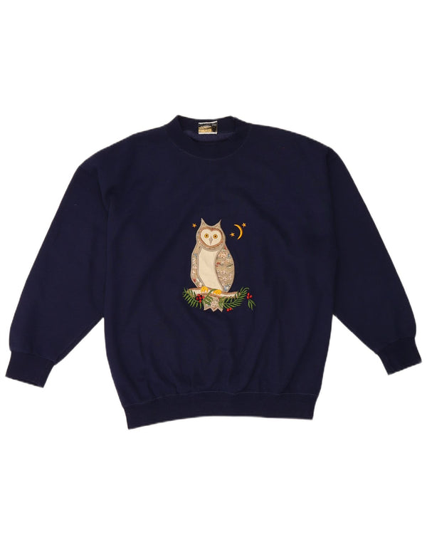 Acorn Γυναικεία γραφικά υπερμεγέθη φούτερ Jumper UK 10 Small Navy Blue
