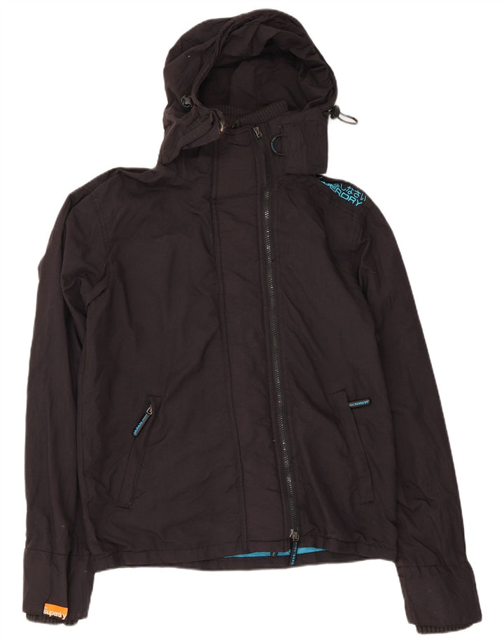 Superdry Ανδρικό μπουφάν βροχής με κουκούλα UK 36 Small μαύρο νάιλον