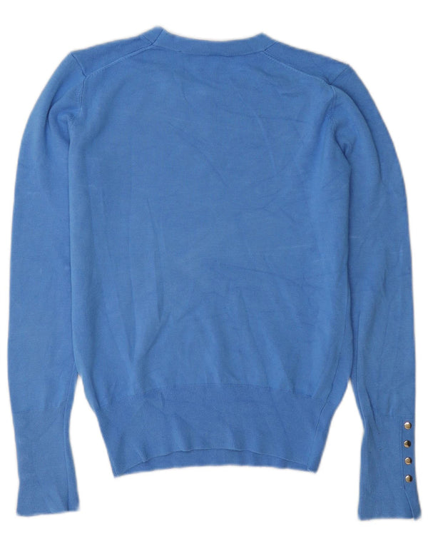Zara Γυναικείο πουλόβερ με λαιμόκοψη UK 10 Small Blue Viscose