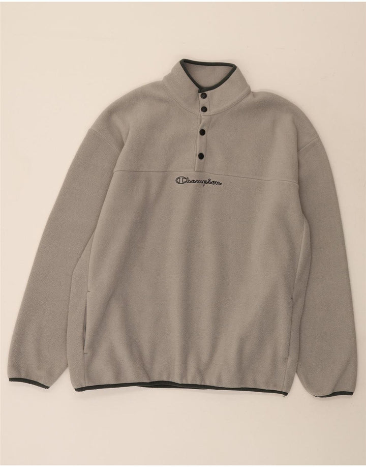 Champion Ανδρικά κουμπιά Fleece Jumper με μεγάλο γκρι πολυεστέρα