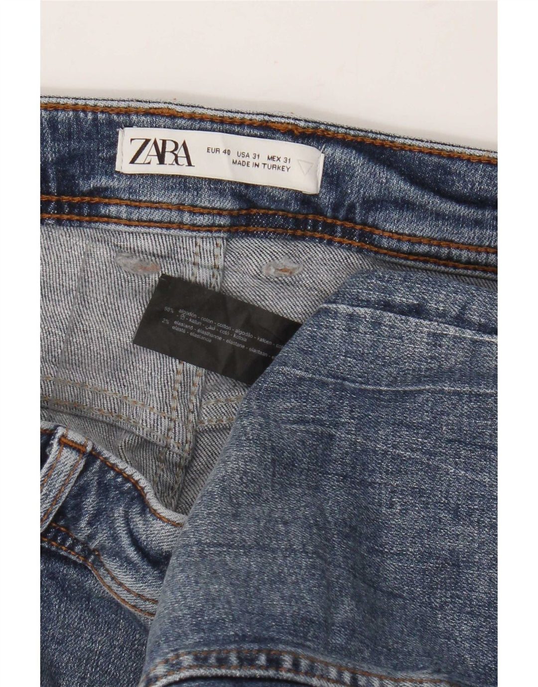 Zara Mens Distressed Slim Jeans EU 40 Medium W31 L26 Blue Cotton