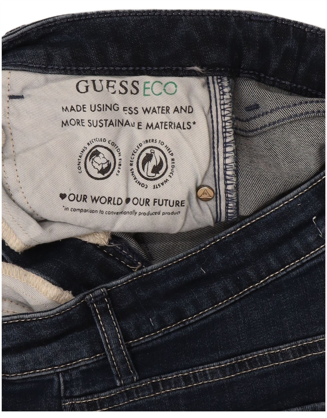 GUESS Γυναικείο Eco Straight Jeans W28 L27 Navy Blue Cotton
