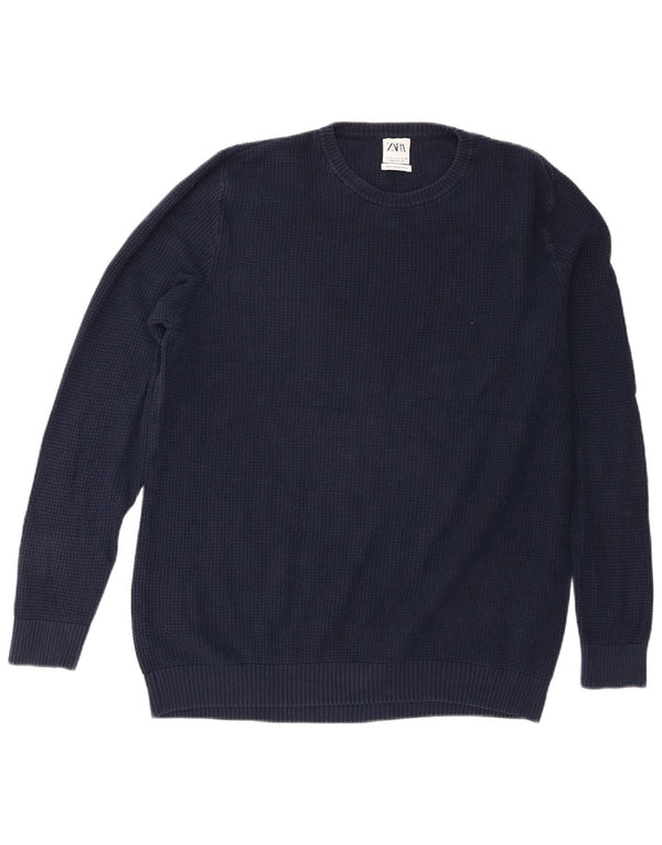 Ανδρικό πουλόβερ Zara Crew Neck Jumper XL Navy Blue