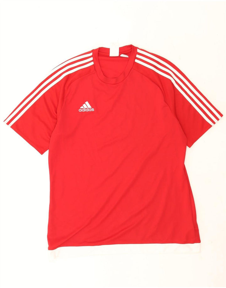 Ανδρικό γραφικό T-Shirt Adidas Climalite Top μεγάλο κόκκινο πολυεστέρα
