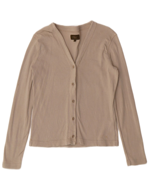 Calvin Klein Γυναικεία Crop Μπλούζα Τοπ UK 14 Large Beige Βαμβακερό