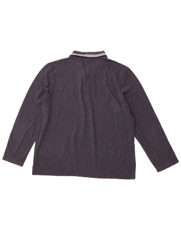 Ανδρικό μπλουζάκι HUGO BOSS με κανονική εφαρμογή, μακρυμάνικο πόλο XL, μπλε βαμβακερό