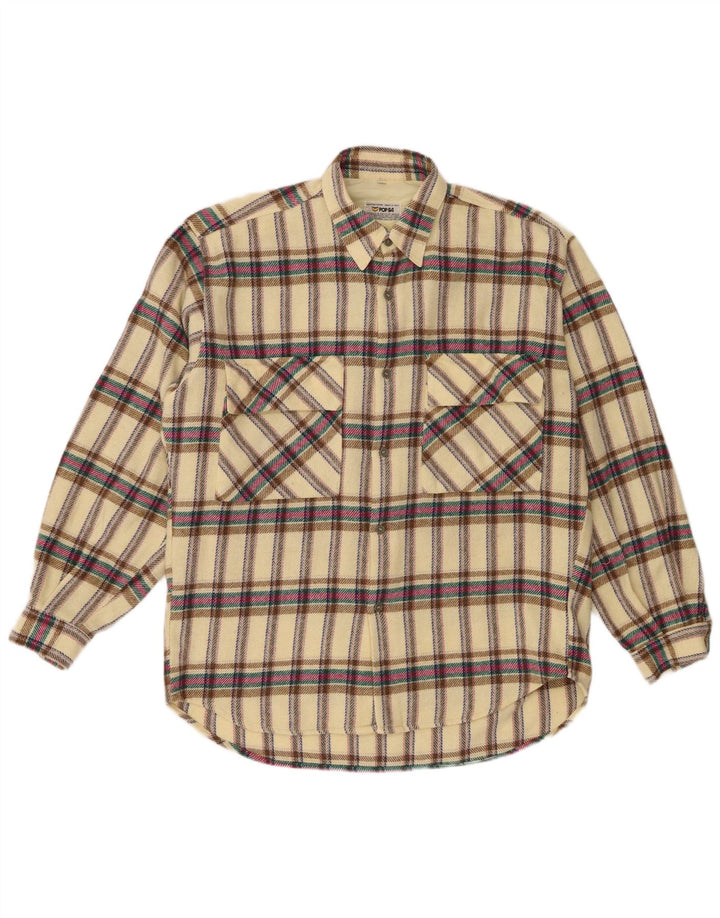 POP 84 Ανδρικό καρό πουκάμισο φανελένιο μεσαίο κίτρινο καρό μαλλί