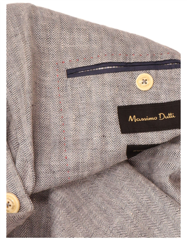Massimo Dutti Ανδρικό σακάκι μπλέιζερ με 2 κουμπιά EU 52 Μεγάλο γκρι ψαροκόκαλο