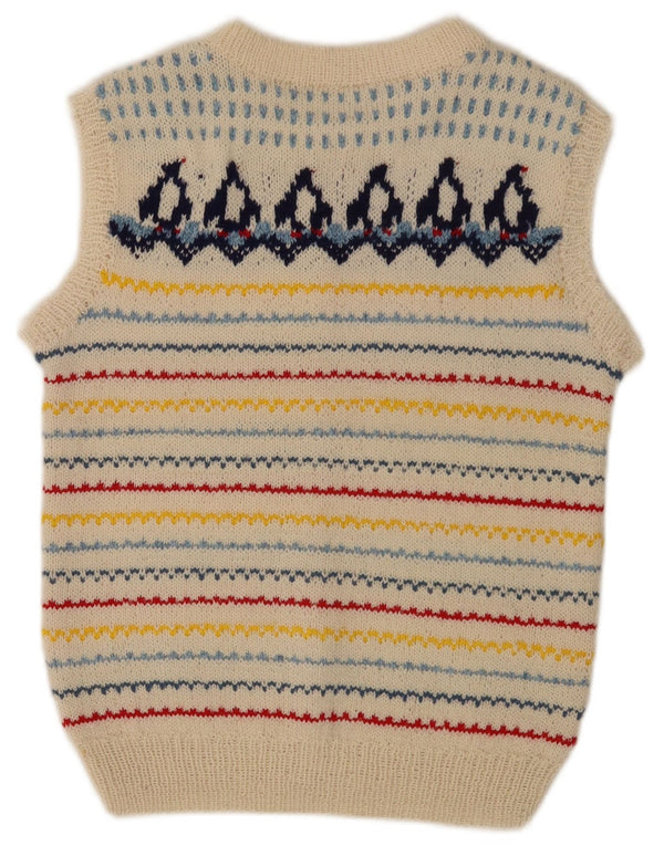 Vintage γυναικείο γιλέκο Tank Top UK 12 Medium Off White ριγέ