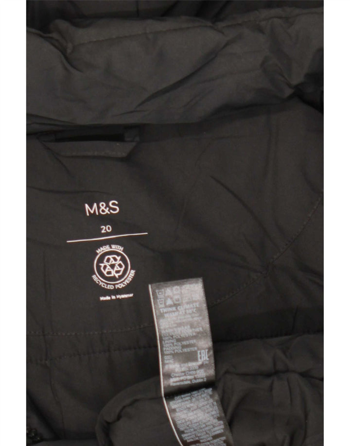 Marks & Spencer Γυναικείο μπουφάν με κουκούλα UK 20 2XL μαύρο πολυεστέρα
