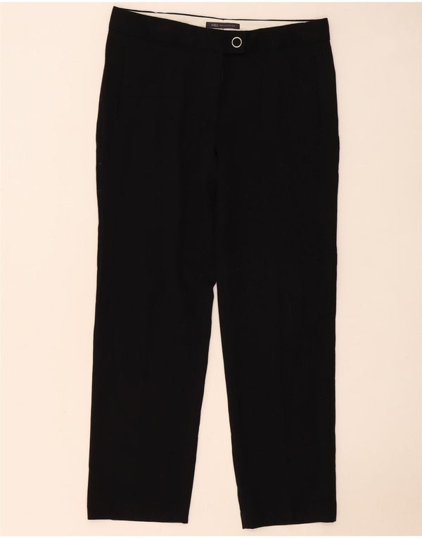 Marks & Spencer Womens Straight Suit Trousers UK 12 Medium W30 L28 Black