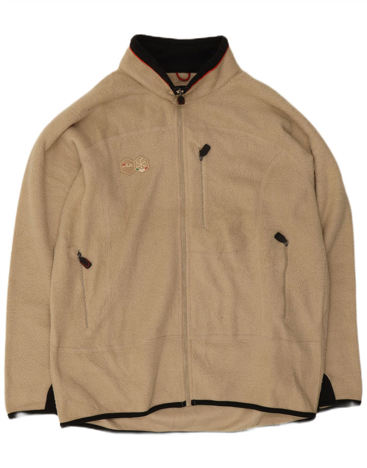 Fila Ανδρικό Fleece Jacket UK 44 2XL Beige Colourblock Polyester