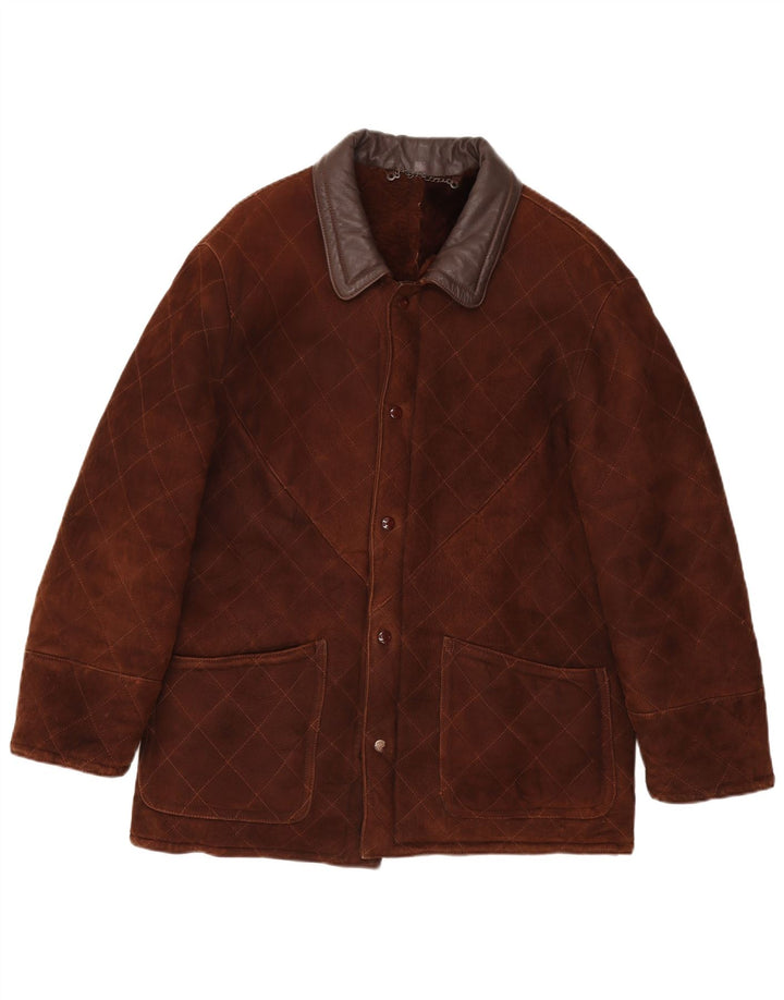 Vintage Ανδρικό Shearling Jacket IT 50 Large Brown Shearling