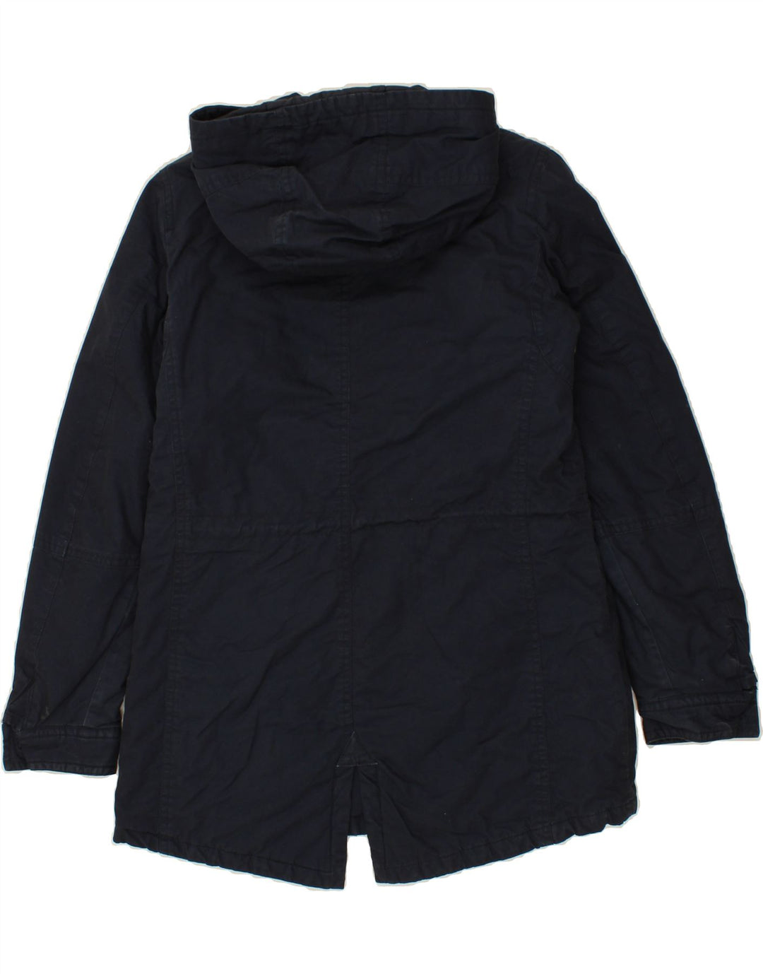 BENETTON Womens Hooded Parka Jacket UK 12 Medium Navy Blue Cotton Vintage Benetton and Second-Hand Benetton from Messina Hembry 