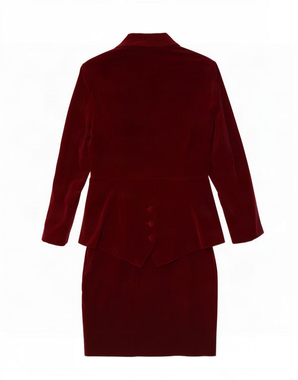 Atos Lombardini Γυναικεία Σετ Βελούδινη Φούστα UK 10 Small W28 Burgundy