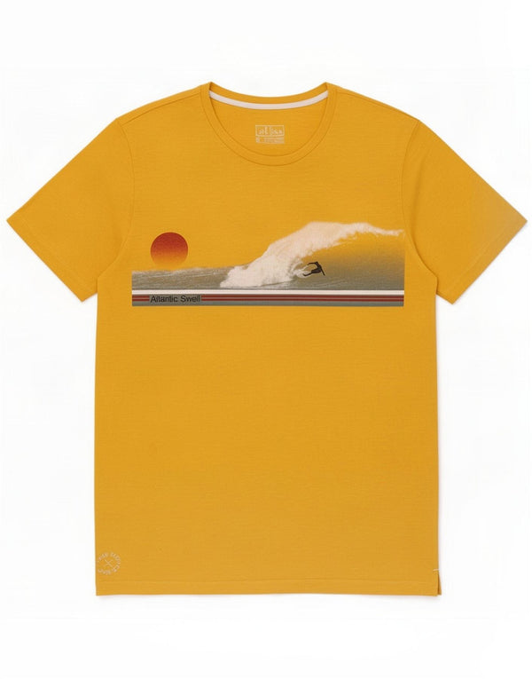 Fat Face Ανδρικό γραφικό T-shirt Top Medium Yellow Cotton