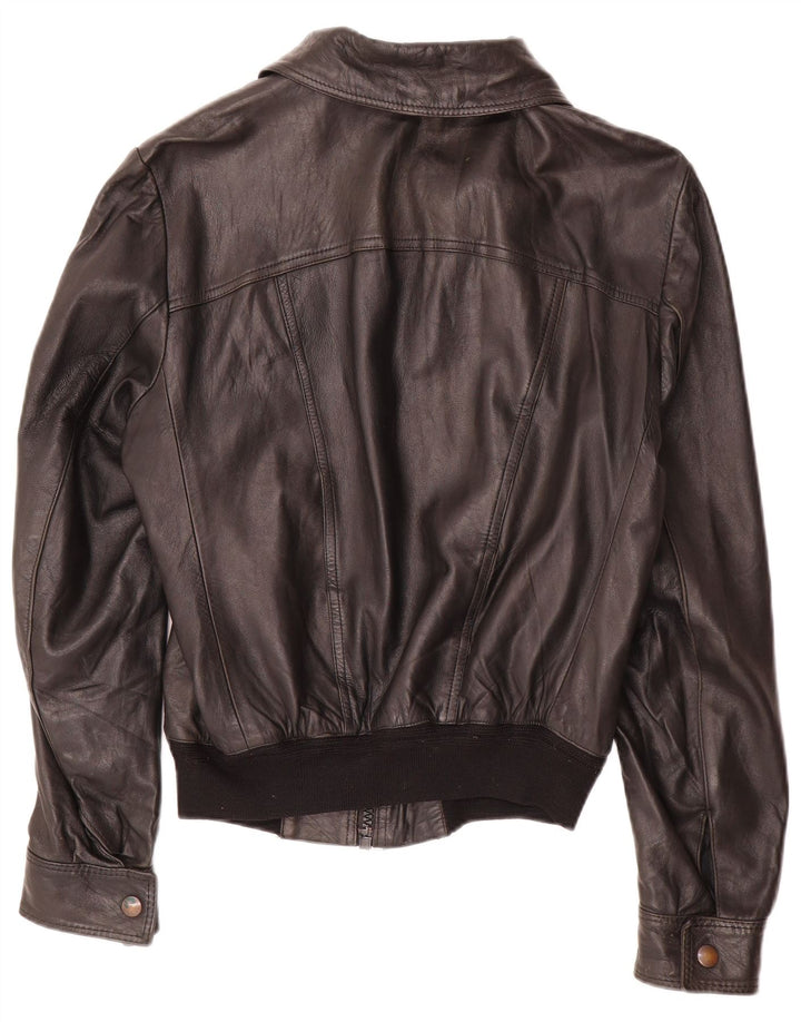 Vintage Γυναικείο Δερμάτινο Μπουφάν UK 14 Medium Black Leather