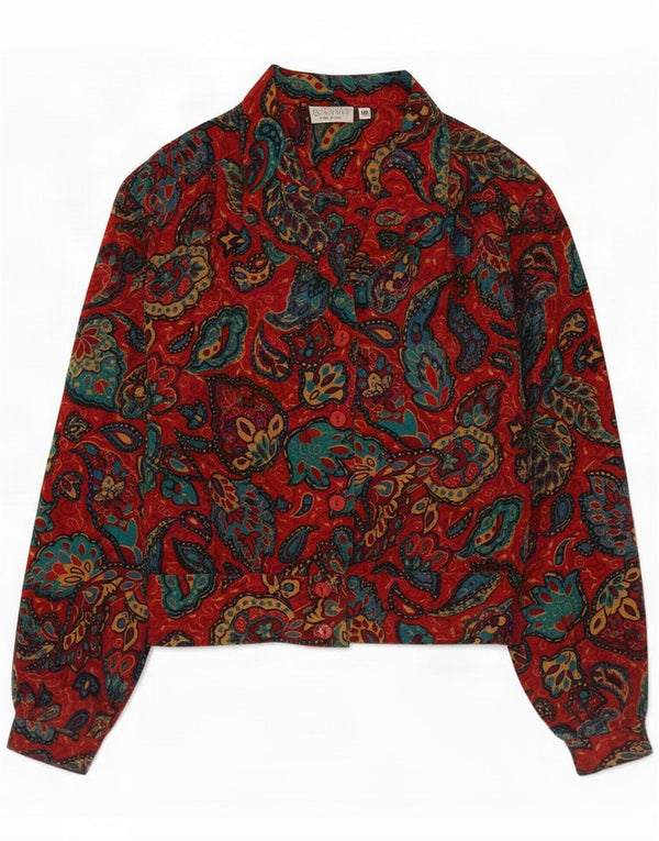 Vintage γυναικείο πουκάμισο μπλούζα IT 42 Medium Red Paisley