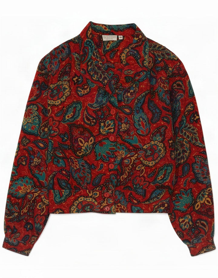 Vintage γυναικείο πουκάμισο μπλούζα IT 42 Medium Red Paisley