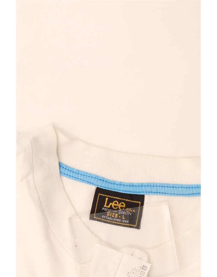 Lee Γυναικείο T-Shirt Top UK 16 μεγάλο λευκό βαμβακερό