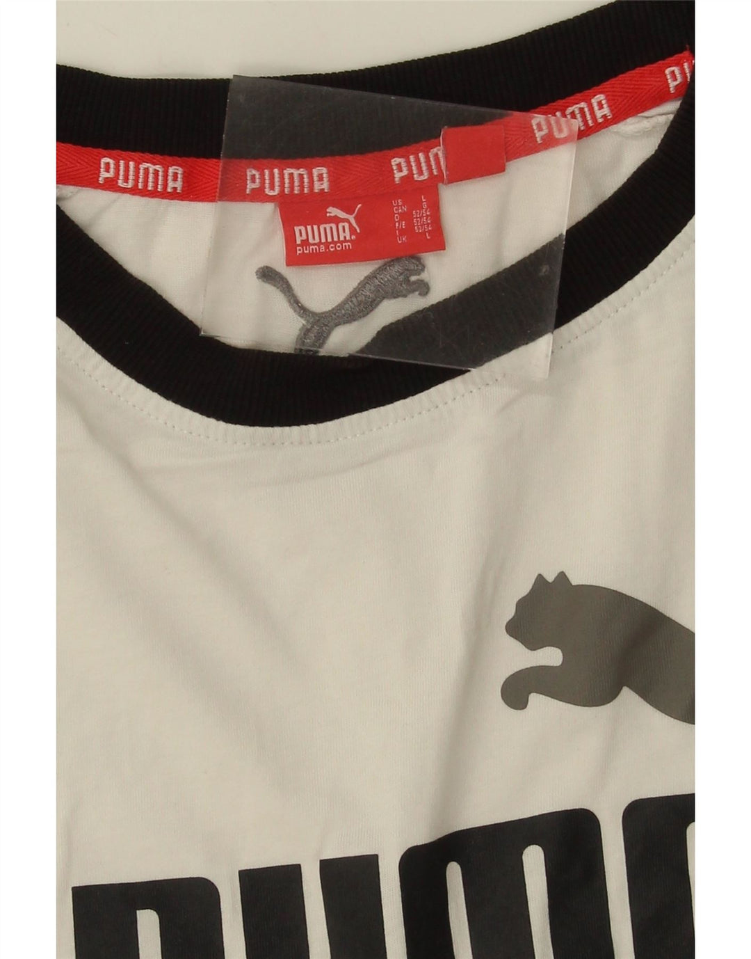PUMA Mens Graphic T-Shirt Top Large White Vintage Puma and Second-Hand Puma from Messina Hembry 