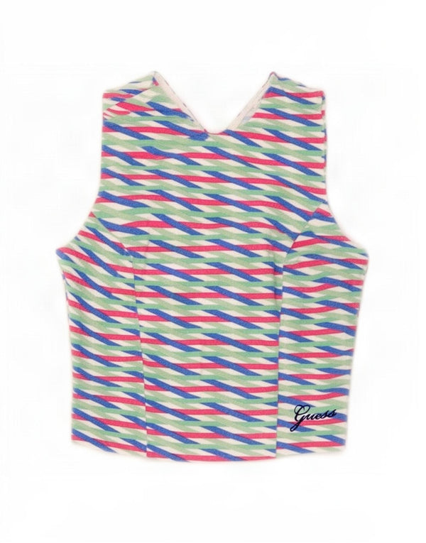 Guess Womens Crop Top UK 2 2XS Πολύχρωμο γεωμετρικό βαμβάκι