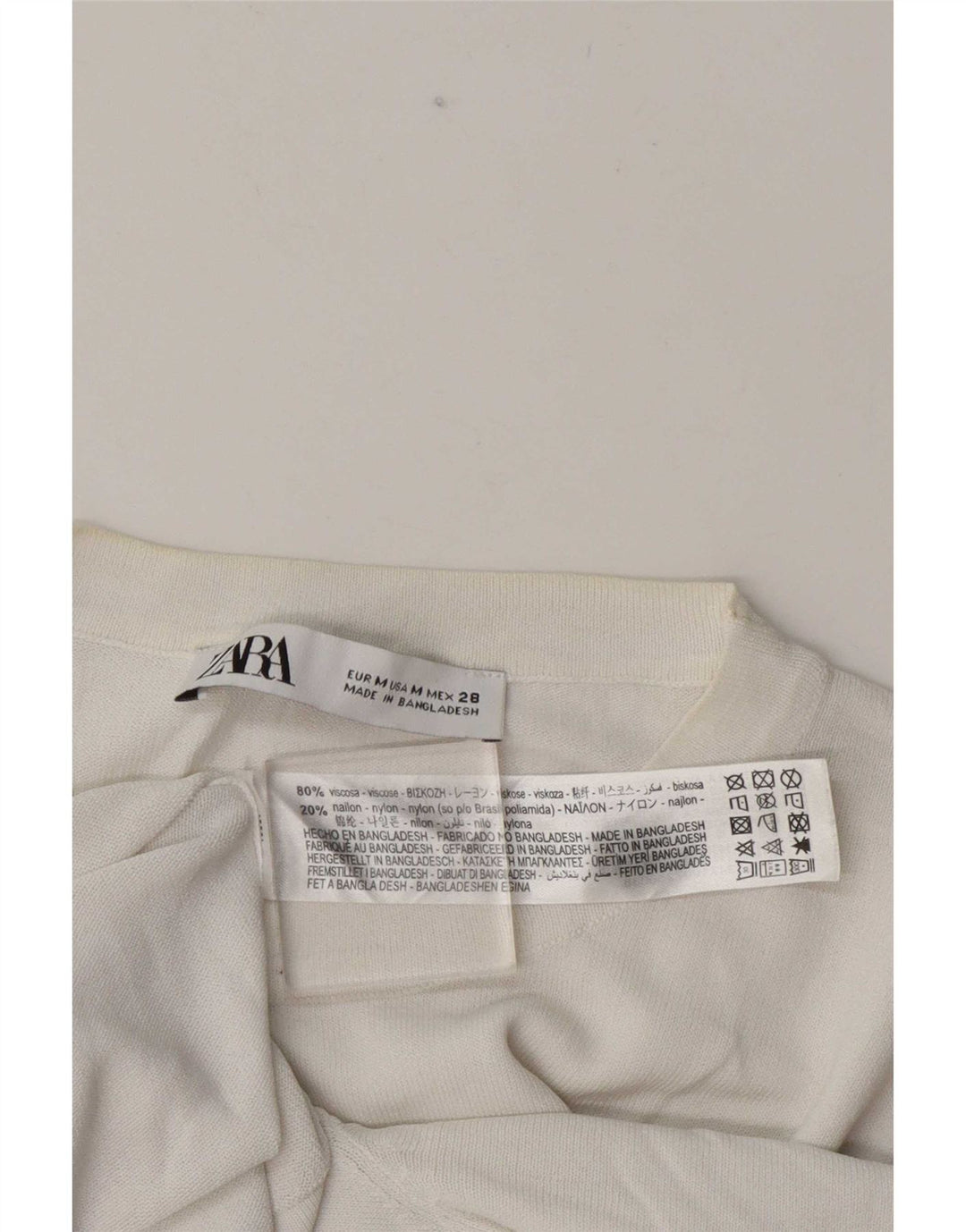 Zara Γυναικείο T-Shirt Top UK 12 Medium White Viscose
