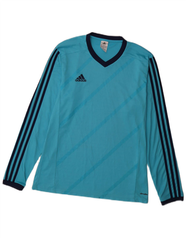 Ανδρικό τοπ Adidas Climalite με μακρυμάνικο μεσαίο μπλε πολυεστέρας
