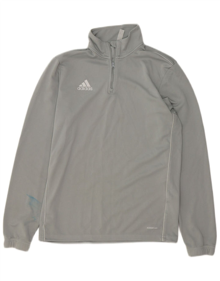 Ανδρική φόρμα φόρμας Adidas Aeroready με φερμουάρ πουλόβερ με φόρμα μεσαίου γκρι πολυεστέρα